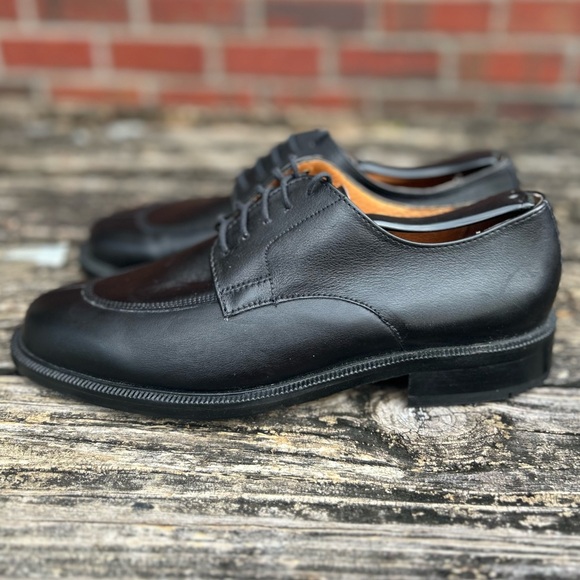 NWOB Christian Pellet Men’sBlack Leather Lace Up Dress Shoes Size 8 France